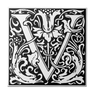 William Morris Monogrammed Brev V Kakelplatta