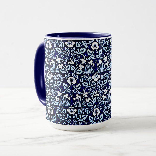 William Morris mönster, Eyebright, navy and white Mugg (Framsida vänster)