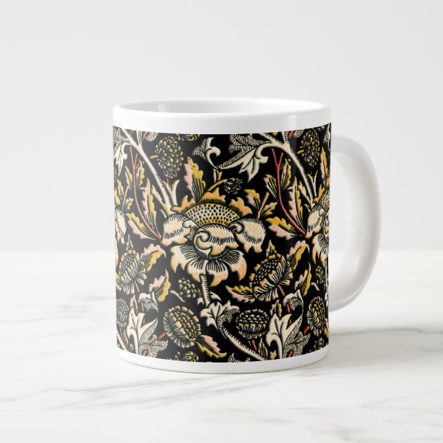 William Morris mörk blommigt arabesque Jumbo Mugg (Framsida höger)