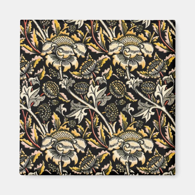 William Morris mörk blommigt arabesque Magnet (Framsidan)