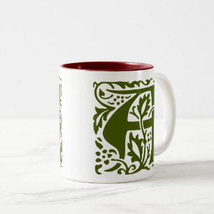 William Morris Mörk grönt Monogram Arts Crafts Två-Tonad Mugg