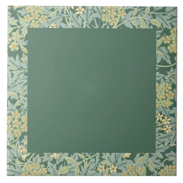 William Morris, Mörk grönt och Jasmine Mönster Kakelplatta (Framsidan)