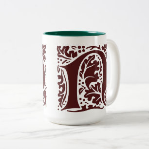 William Morris Mörk Red Art Crafts Monogram Två-Tonad Mugg