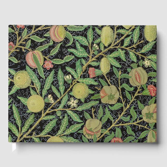 William Morris Mörkt Granatäpple Fruktmönster Gästböcker (Framsida)