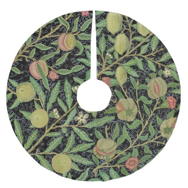 William Morris Mörkt Granatäpple Fruktmönster Julgransmatta Borstad Polyester (Framsidan)