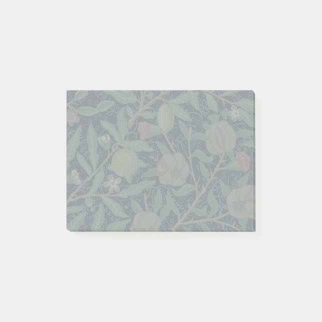 William Morris Mörkt Granatäpple Fruktmönster Post-it Block (Framsida)