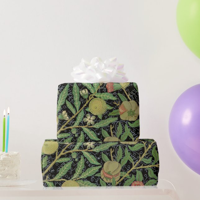 William Morris Mörkt Granatäpple Fruktmönster Presentpapper (Festgåvor)