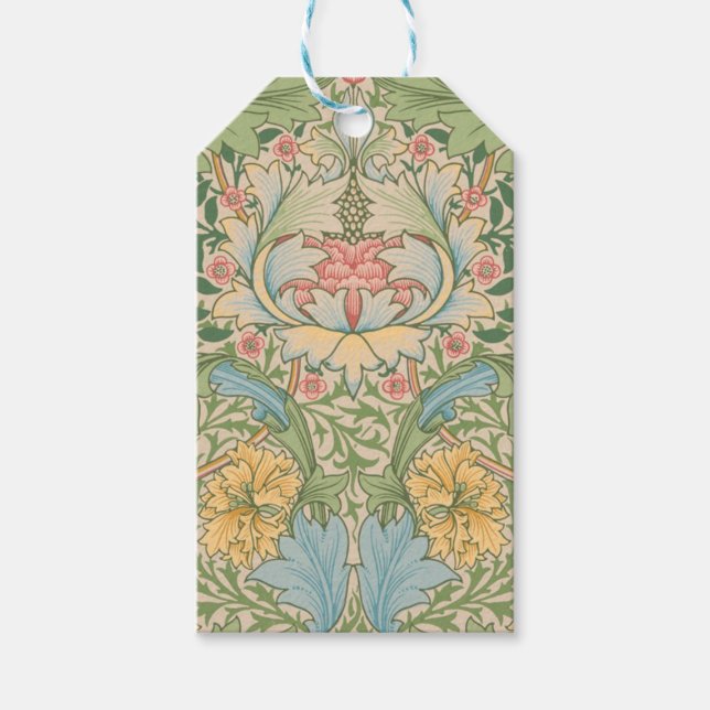 William Morris Myrtle Flower Blommigt Botanical Presentetikett (Framsidan)