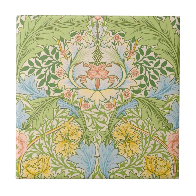 William Morris Myrtle Garden Blommig Klassiker Kakelplatta (Framsidan)