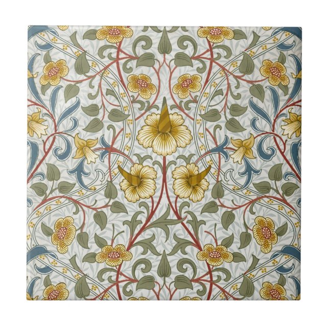 William Morris Narciss Blommönster Kakelplatta (Framsidan)