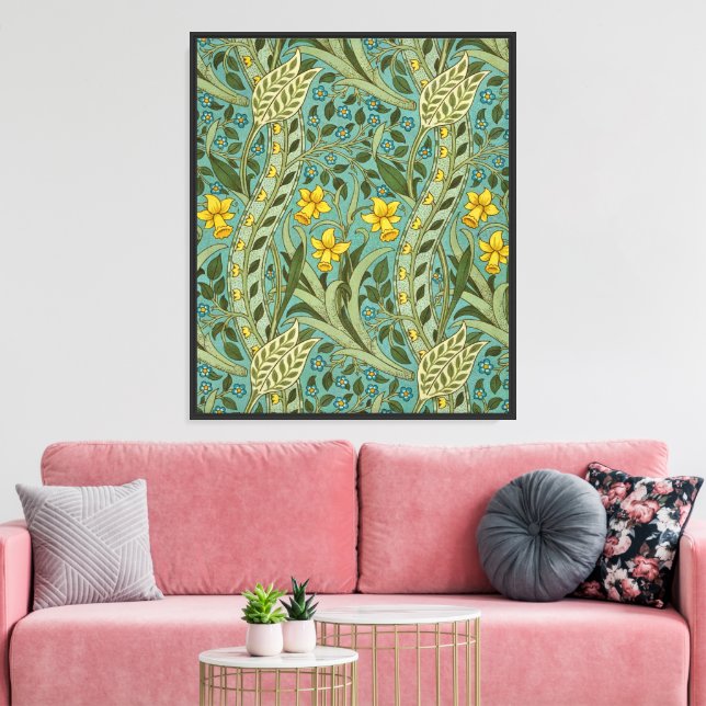 William Morris Narciss Blommönster Klassisk Canvastryck (Insitu (Vardagsrum))