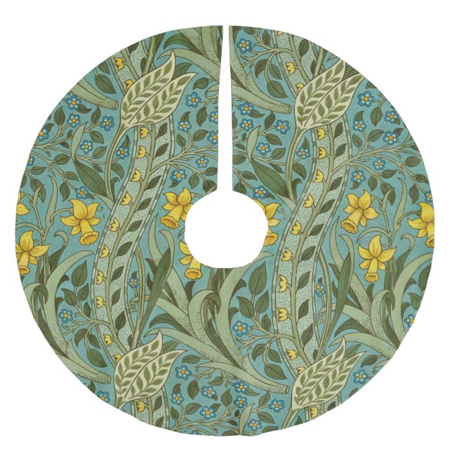 William Morris Narciss Blommönster Klassisk Julgransmatta Borstad Polyester (Framsidan)