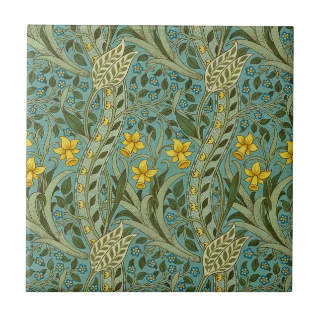 William Morris Narciss Blommönster Klassisk Kakelplatta (Framsidan)