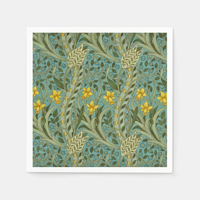 William Morris Narciss Blommönster Klassisk Pappersservett (Framsidan)