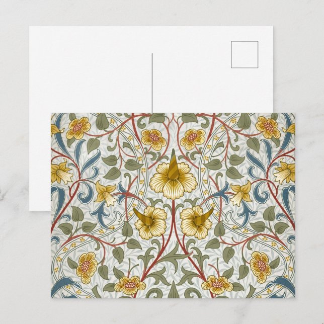 William Morris Narciss Blommönster Vykort (Fram/baksida)