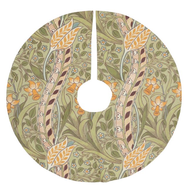 William Morris Narcissus Trädgård Blomma Klassisk  Julgransmatta Borstad Polyester (Framsidan)