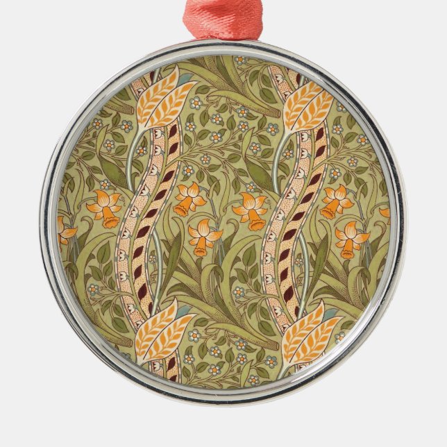 William Morris Narcissus Trädgård Blomma Klassisk  Julgransprydnad Metall (Framsidan)