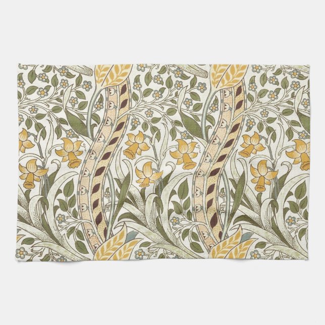 William Morris Narcissus Trädgård Blomma Klassisk  Kökshandduk (Horisontell)