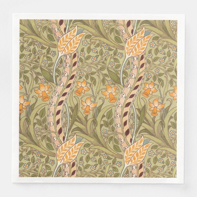 William Morris Narcissus Trädgård Blomma Klassisk  Pappersservett (Framsida)