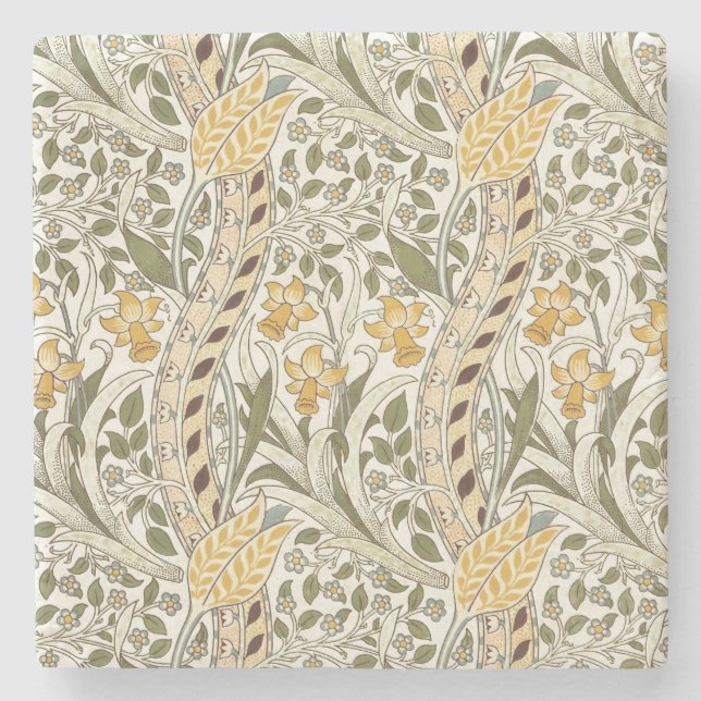 William Morris Narcissus Trädgård Blomma Klassisk  Stenunderlägg (Framsidan)