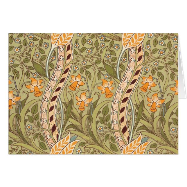William Morris Narcissusträdgård Blomma Klassisk B Hälsningskort (Framsidan Horizontal)
