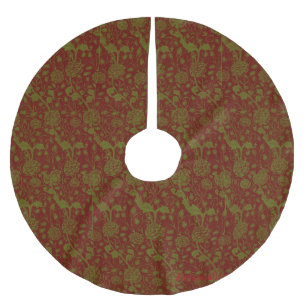 William Morris Nostalgic Classic Red Träd Skirt Julgransmatta Borstad Polyester