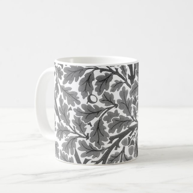 William Morris Oak Löv, Grått/Grått och White Kaffemugg (Framsida vänster)