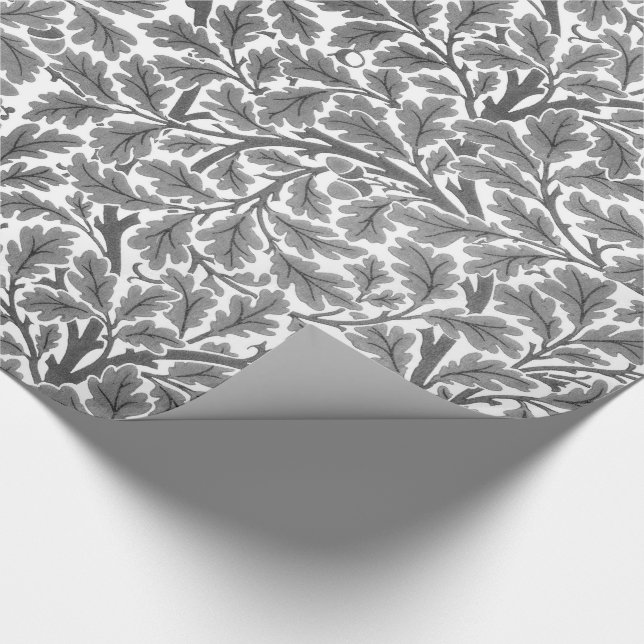 William Morris Oak Löv, Silver Grått och White Presentpapper (Hörn)