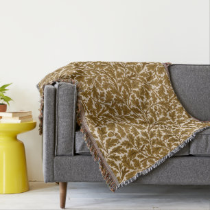 William Morris Oak Lövs, Coffee Brown och Beige Filt