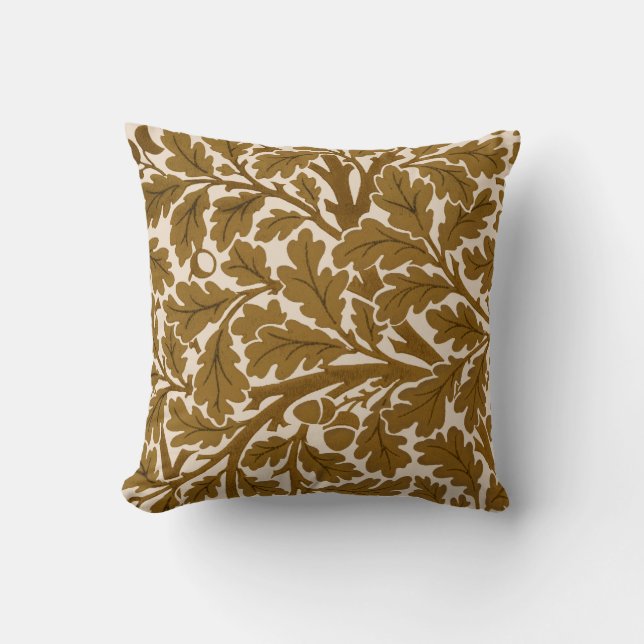 William Morris Oak Lövs, Coffee Brown och Beige Kudde (Framsida)