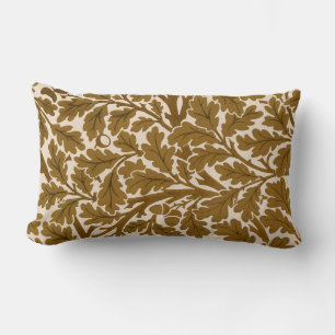William Morris Oak Lövs, Coffee Brown och Beige Lumbarkudde