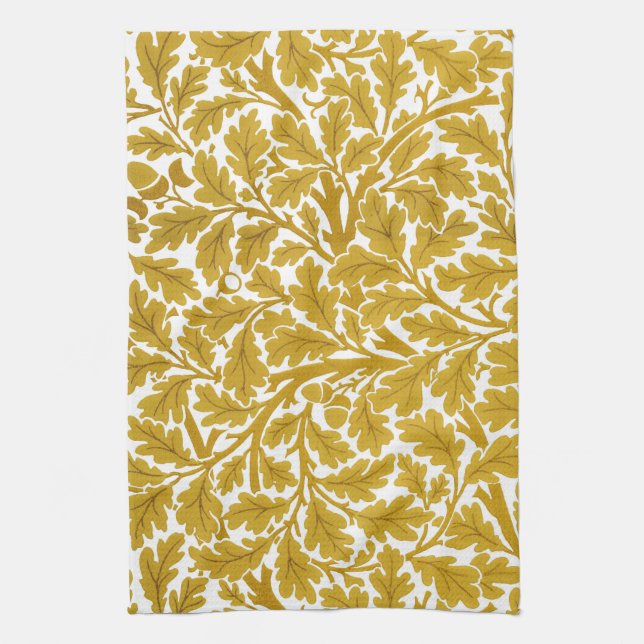 William Morris Oak Lövs, Mustard Gult & White Kökshandduk (Vertikal)