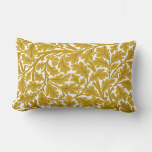 William Morris Oak Lövs, Mustard Gult & White Lumbarkudde