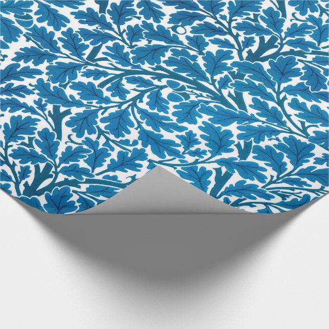 William Morris Oak Lövs, Sapphire Blue and White Presentpapper (Hörn)