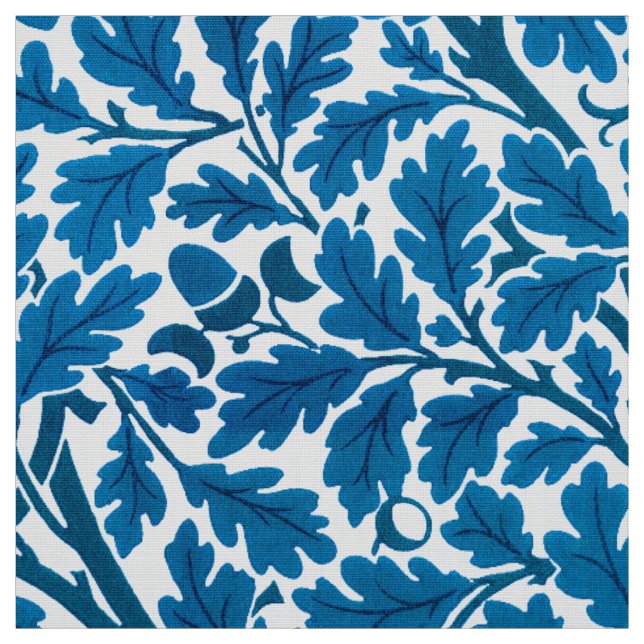 William Morris Oak Lövs, Sapphire Blue and White Tyg (Provkarta)