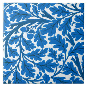 William Morris Oak Lövs, Sapphire Blue och White Kakelplatta
