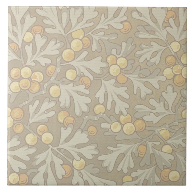 William Morris Oak och Acorn Ceramic Tile Kakelplatta (Framsidan)