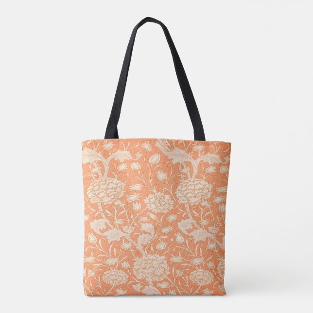 William Morris Orange Blommigt Tote Tygkasse (Baksida)