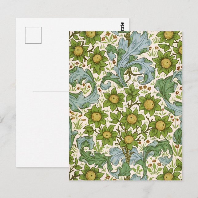 William Morris' Orchard Mönster Art nouveau Vykort (Fram/baksida)