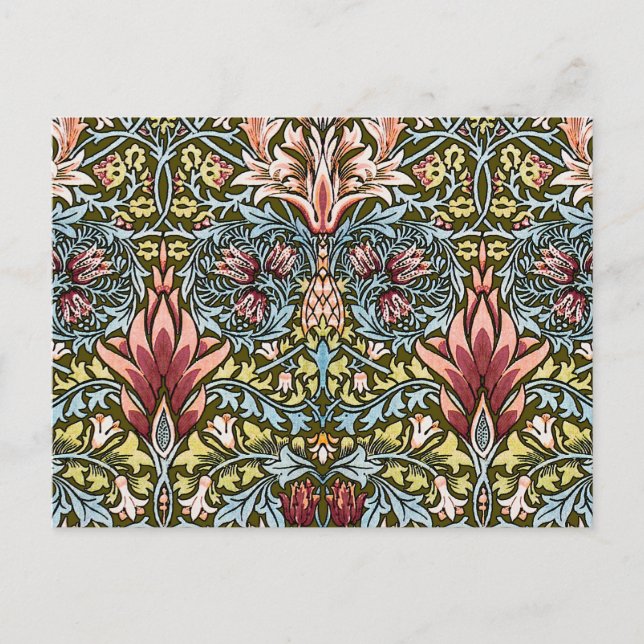 William Morris Ormhuvud Blommiga Mönster Vykort (Framsida)