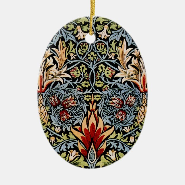 William Morris Ormhuvud Blommönster Julgransprydnad Keramik (Framsidan)
