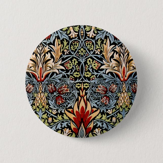 William Morris Ormhuvud Blommönster Knapp (Framsida)