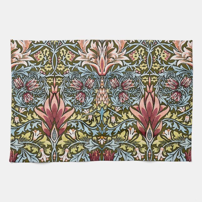William Morris Ormhuvud Blommönster Kökshandduk (Horisontell)