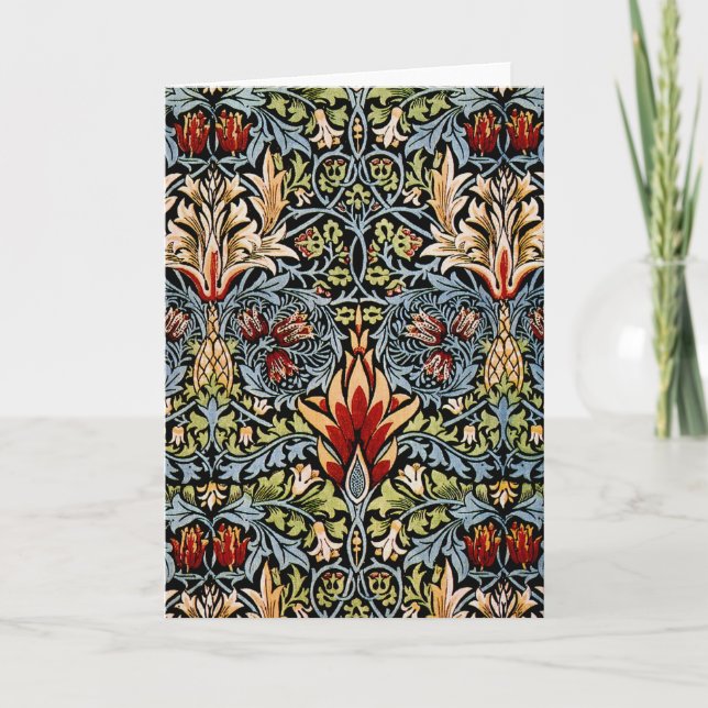 William Morris Ormhuvud Blommönster Kort (Framsida)