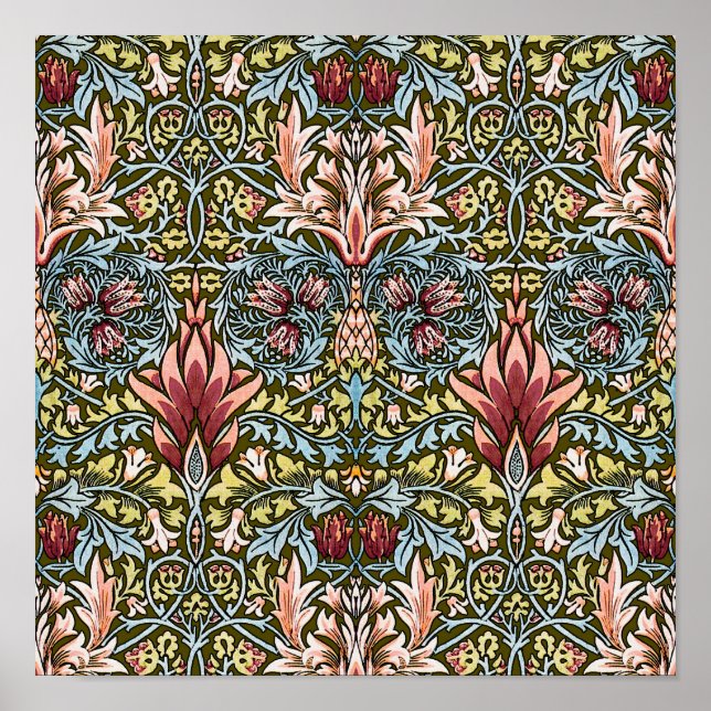 William Morris Ormhuvud Blommönster Poster (Framsidan)