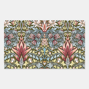 William Morris Ormhuvud Blommönster Rektangulärt Klistermärke