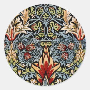 William Morris Ormhuvud Blommönster Runt Klistermärke