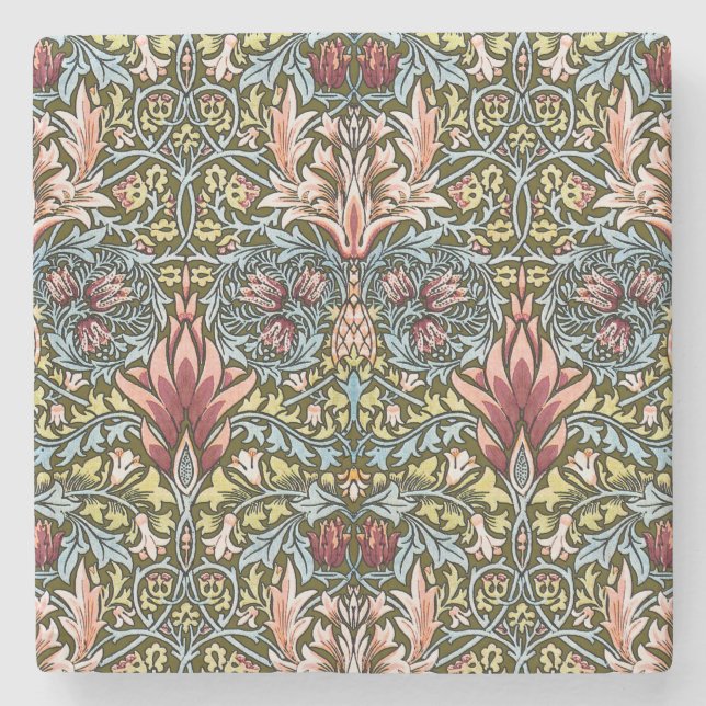 William Morris Ormhuvud Blommönster Underlägg Sten (Framsidan)