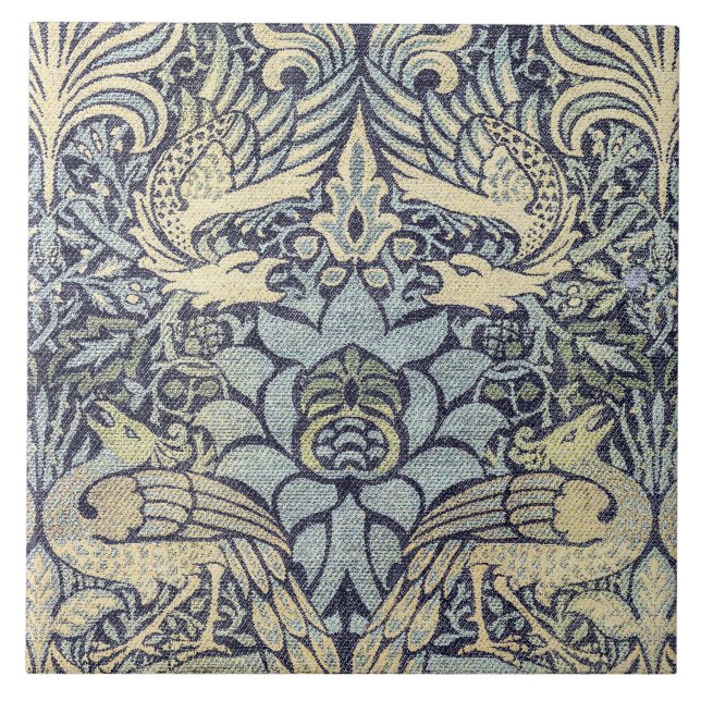 William Morris Påfågel och Drakar Kakelplatta (Framsidan)