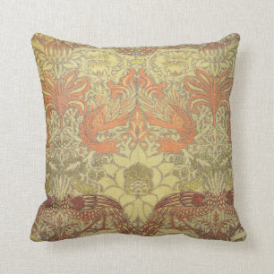 William Morris påfågel och drakemönster Kudde